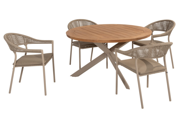 4SO Prado ronde tuintafel in teak met alu onderstel - 2